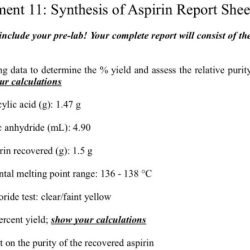 Synthesis of aspirin pre lab answers