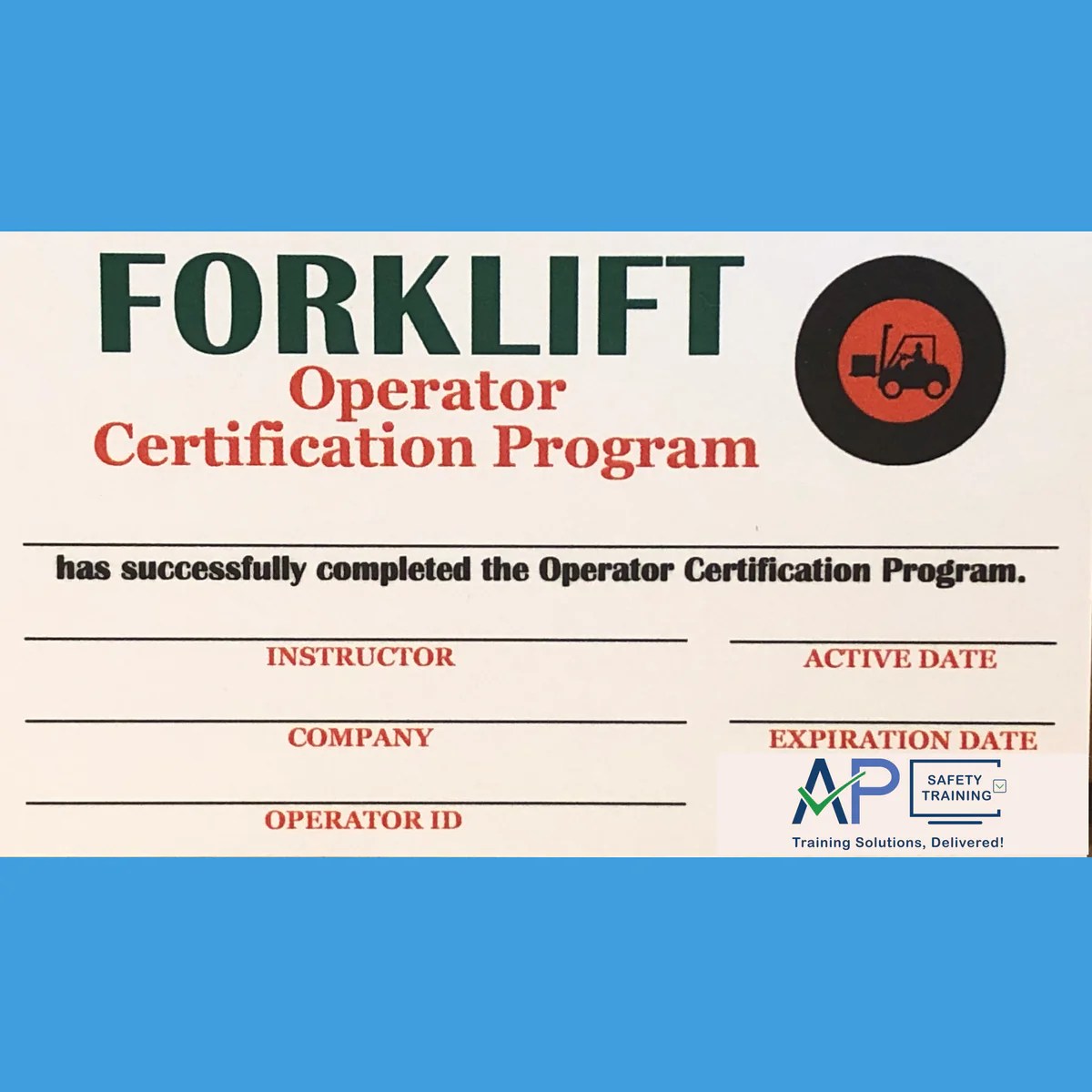 Practice test for forklift certification